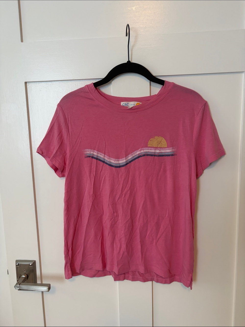C&C California Pink Cotton Blend Graphic Sunset Tee